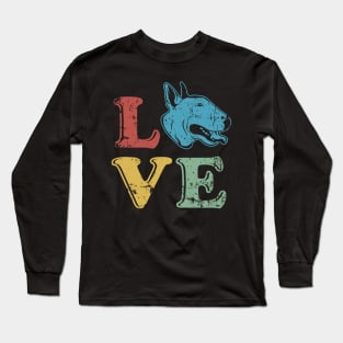Love Bull Terrier Dog Owner Retro Style Design Long Sleeve T-Shirt